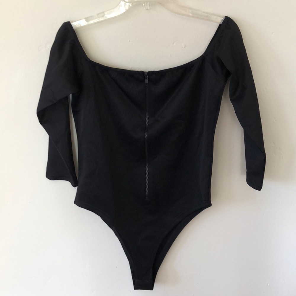PLT Black Low Zip Bodysuit